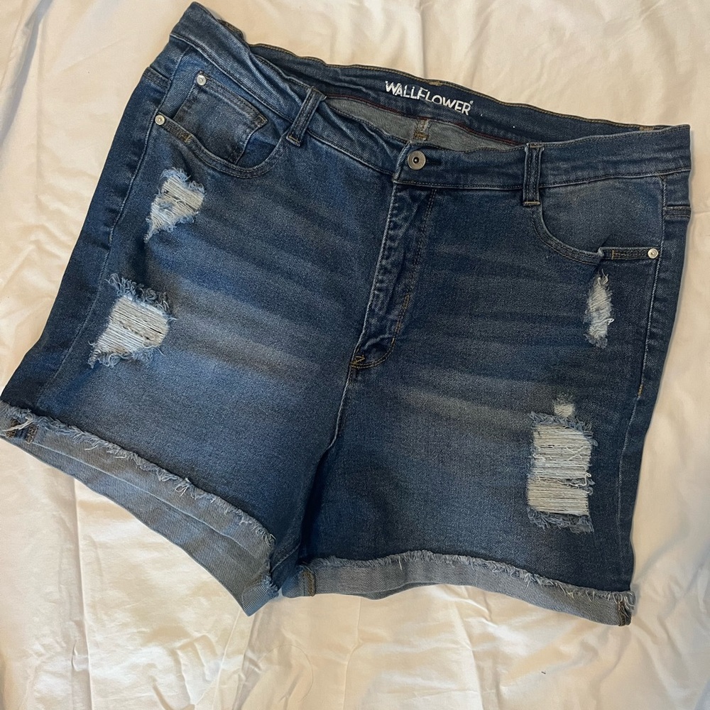 Wallflower High Waist Distressed Denim Shorts